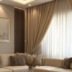 Fresh Curtain Color Ideas for Beige Walls and Brown Furniture